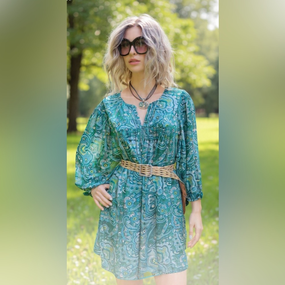 NWOT A.N.A A New Approach Elegant Green Paisley Dress size 3X belt not included.